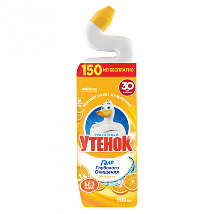 Средство для уборки туалета 900 мл ТУАЛЕТНЫЙ УТЕНОК "Цитрусовый", 696895