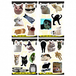 Наклейки виниловые, 21-26 шт., 4 листа, А6, "МЕМЫ", АССОРТИ, NALEPKING