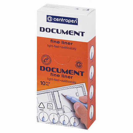 Ручка капиллярная (линер) ЧЕРНАЯ CENTROPEN "Document", трехгранная, линия письма 0,5 мм, 2631/0,5, 2 2631 0103