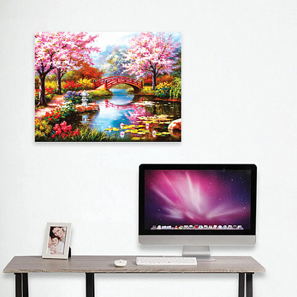 Картина стразами (алмазная мозаика) 30х40 см, ОСТРОВ СОКРОВИЩ "Японский сад", на подрамнике, 662424