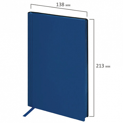 Блокнот А5 138x213 мм, BRAUBERG "Personal", под кожу, 80 листов, клетка, синий, 116613