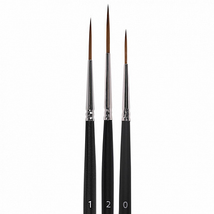 Кисти художественные набор 3 шт., синтетика (лайнеры № 0, 1, 2) BRAUBERG ART CLASSIC, 201034