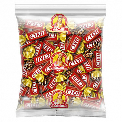 Конфеты шоколадные СЛАВЯНКА "Золотой Степ" с мягкой карамелью и арахисом, 1000 г, пакет, 20463