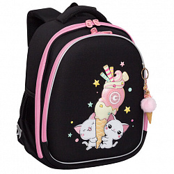 Ранец GRIZZLY анатомическая спинка, c брелоком, для девочек, "YUMMY", 36х28х20 см, RAz-586-14/1