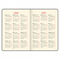 Ежедневник датированный 2026 А5 138х213 мм, BRAUBERG "Accent", под кожу, держатель, бежевый/коричневый, 117388