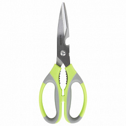 Ножницы кухонные DASWERK (ДАСВЕРК), 210 мм, с орехоколом, открывашкой, зазубренным лезвием, 608903