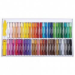 Пастель масляная восковые мелки утолщенные 48 цвета с точилкой, держателем и стеком, BRAUBERG PREMIUM, 272714
