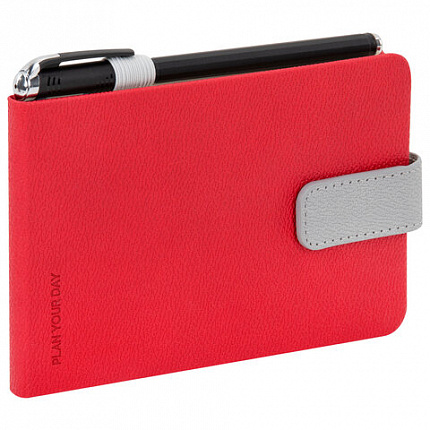 Еженедельник недатированный МАЛЫЙ ФОРМАТ 105х158мм BRAUBERG "Modern" под кожу, застежка, 64 листа, красный, 118659