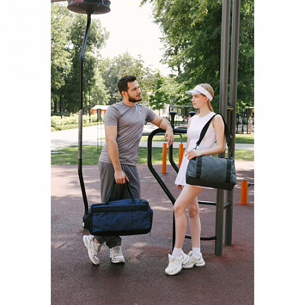 Сумка спортивная HEIKKI MOVE PLUS (ХЕЙКИ), отделение для обуви, синяя, 28х50х23 см, 273897