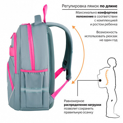 Рюкзак BRAUBERG MOTION, 2 отделения, 3 кармана, "Crazy cat", 41х28х17 см, 273115