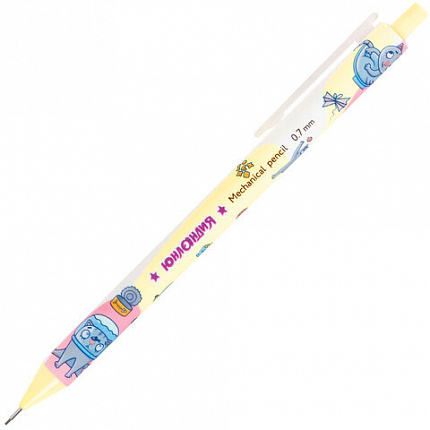 Карандаш механический 0,7 мм с принтом, ЮНЛАНДИЯ "CUTE PETS", корпус soft-touch ассорти, 182061