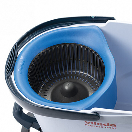 Швабра с отжимом и ведром 10л VILEDA PROFESSIONAL "УльтраСПИН Мини", отжим с педалью, насадка, синий 158010
