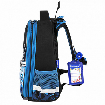 Ранец BRAUBERG PREMIUM, 2 отделения, с брелком, "Night race", 3D панель, 38х29х16 см, 272014