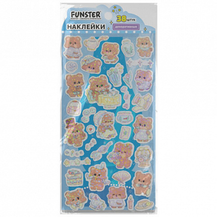 Наклейки декоративные "Веселый микс", 17,5х9 см, ассорти 6 видов, FUNSTER (ФАНСТЕР), 666094