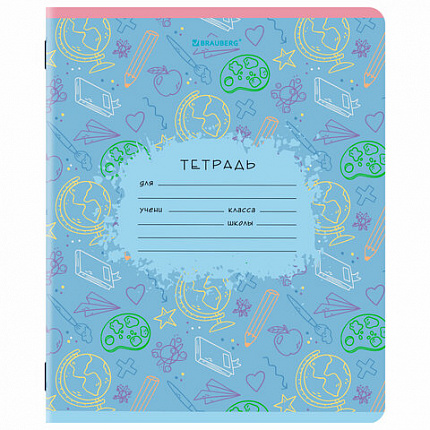 Тетрадь 12 л. BRAUBERG клетка, обложка картон, ПАТТЕРН, 107267