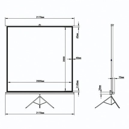 Экран проекционный на треноге (200х200 см), матовый, 1:1, BRAUBERG "TRIPOD", 236731