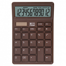 Калькулятор настольный BRAUBERG CH-12-BR (153х103 мм),12 разрядов, двойное питание, коричневый, 272961