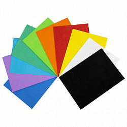 Пористая резина/фоамиран А4, 2 мм, НАБОР №1, 10 листов, 10 цветов, яркие цвета, ОСТРОВ СОКРОВИЩ, 660073