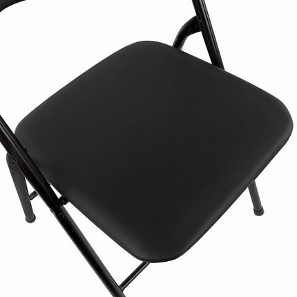 Стул складной BRABIX "Golf CF-007", черный каркас, кожзам черный, 531565