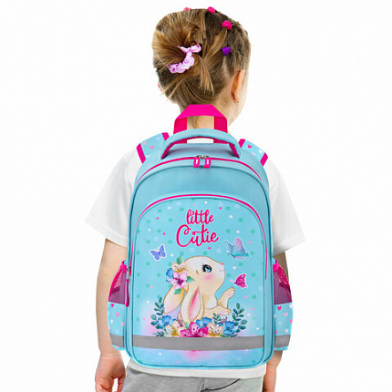 Рюкзак ПИФАГОР SCHOOL, 1 отделение, 3 кармана, "Pretty bunny", 38x28х14 см, 273168