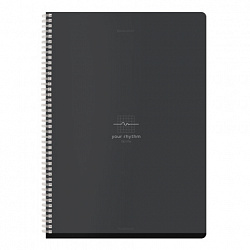 Тетрадь А4, 96 л., BRAUBERG, гребень, клетка, матовая ламинация, "Ритм" (микс в спайке), 405321