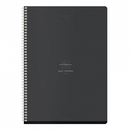 Тетрадь А4, 96 л., BRAUBERG, гребень, клетка, матовая ламинация, "Ритм" (микс в спайке), 405321