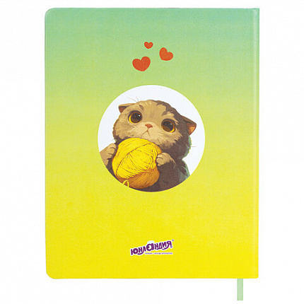 Дневник 1-11 класс 48 л., кожзам (твердая), печать, глиттер, ЮНЛАНДИЯ, "Котик", 107217