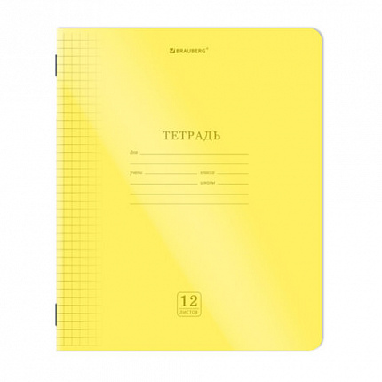 Тетрадь пластиковая обложка (НЕОН) 12 листов, клетка, BRAUBERG "Smart Cover", АССОРТИ (микс в спайке), 405025