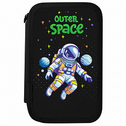 Пенал ПИФАГОР, 3 отделения, ламинированный картон, 19х11 см, "Outer space", 273488