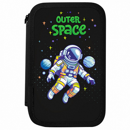 Пенал ПИФАГОР, 3 отделения, ламинированный картон, 19х11 см, "Outer space", 273488