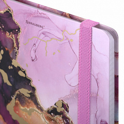 Блокнот с резинкой в клетку 96 л., А5, 145х203 мм, твердая обложка с фольгой, BRAUBERG, "Мрамор", 113731