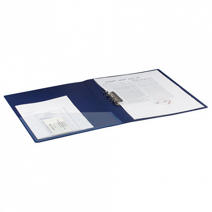 Папка с боковым металлическим прижимом и внутренним карманом BRAUBERG "Contract", синяя, до 100 л., 0,7 мм, бизнес-класс, 221787