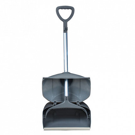 Совок для мусора КОМПЛЕКТ щетка + 2 рукоятки по 94 см, закрывающаяся крышка ЛОВУШКА, серый LAIMA PROFESSIONAL, 601508