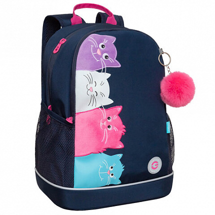 Рюкзак GRIZZLY школьный, анатомическая спинка, 2 отделения, для девочек, "STAY CHEERFUL", 38х28х18 см, RG-463-6/1