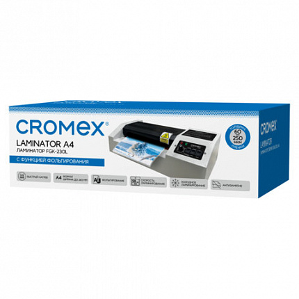 Ламинатор CROMEX (КРОМЕКС) FGK-230L, формат А4, толщина пленки 60-250 мкм, скорость 50 см/мин, 533123