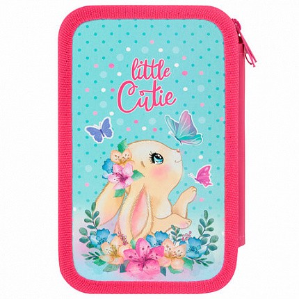 Пенал ПИФАГОР, 3 отделения, ламинированный картон, 19х11 см, "Pretty bunny", 273485
