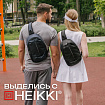 Рюкзак однолямочный HEIKKI SPORTING (ХЕЙКИ), светоотражающая полоса, черный, 37х23х10 см, 273905