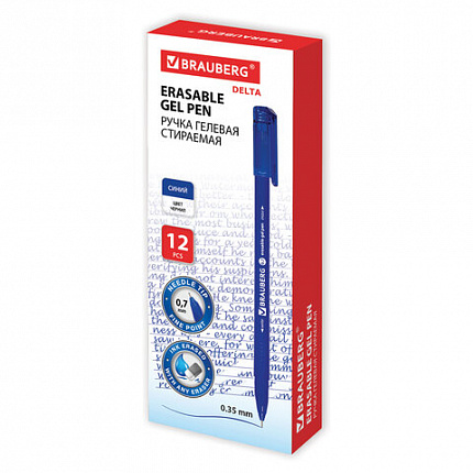 Ручка стираемая гелевая BRAUBERG DELTA, СИНЯЯ, трехгранная, узел 0,7 мм, линия 0,35 мм, 143952