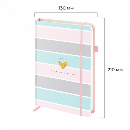 Скетчбук, слоновая кость 140 г/м2, 130х210 мм, 80 л., софт-тач, резинка, BRAUBERG ART CLASSIC, "Polo style", 116468