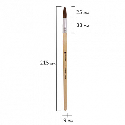 Кисть BRAUBERG, пони, круглая, № 7, 200193