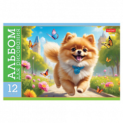 Альбом для рисования МАЛЫЙ ФОРМАТ А5 12 л., скоба, обложка картон, HATBER, 205х140 мм, "Пушистые милашки" (5 видов), 091518, 12А5В