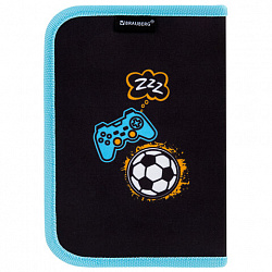 Пенал BRAUBERG с наполнением, 1 отделение, 1 откидная планка, 24 предмета, 21х14 см, "Play sleep repeat", 272353