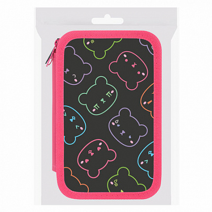 Пенал ПИФАГОР, 3 отделения, ламинированный картон, 19х11 см, "Bears", 273487