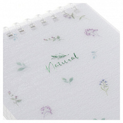 Блокнот МАЛЫЙ ФОРМАТ А6 80 л., мягкий гребень, пластик, фольга, клетка, HATBER, NATURAL FLOWERS, 090108, 80Б6A1мс_33479