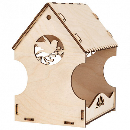 Конструктор, кормушка для птиц, сборная модель "Рябинка", 20х17х13 см, фанера, BAMBOX (БАМБОКС), 666180