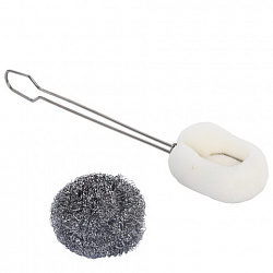 Ершик металлический 32 см кухонный для мытья бутылок и термосов, ДВЕ ГУБКИ в комплекте, LAIMA (ЛАЙМА), 700066