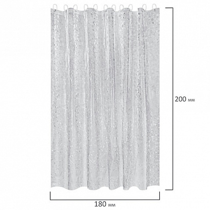 Шторка для ванной EVA, 180х200 см, кольца в комплекте, СЕРАЯ ЛЕДЯНАЯ СВЕЖЕСТЬ, PRIMILA (ПРИМИЛА), 700101