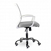 Кресло BRABIX "Wings MG-306", пластик белый, хром, сетка, серое, 532012