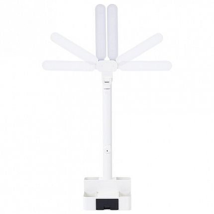 Настольная лампа / светильник беспроводная SONNEN PT-201, органайзер, USB, LED, 5 Вт, 3 режима, белый, 238781