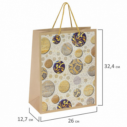 Пакет подарочный (1 штука) 26x13x32 см, ЗОЛОТАЯ СКАЗКА "Мраморная абстракция", ламинированный, 606601